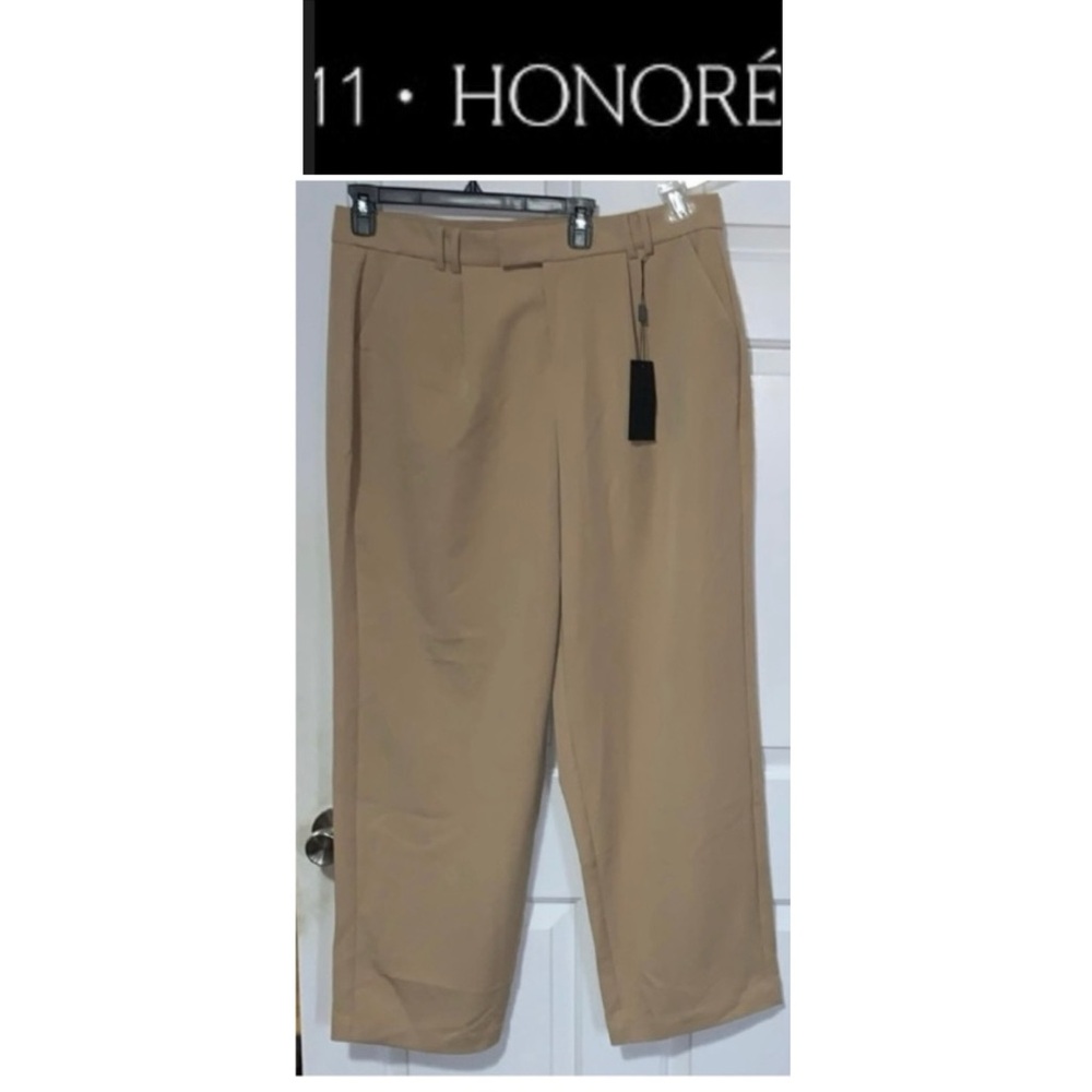 🇺🇸 11 HONORE Camel Beige Trousers Pants NWT 16 Stretch